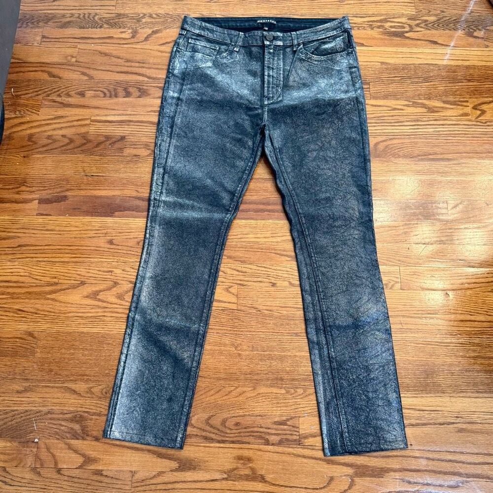 Monfrere Grant Skinny Grayson ATO Silver Metallic finish Pants. Size 38